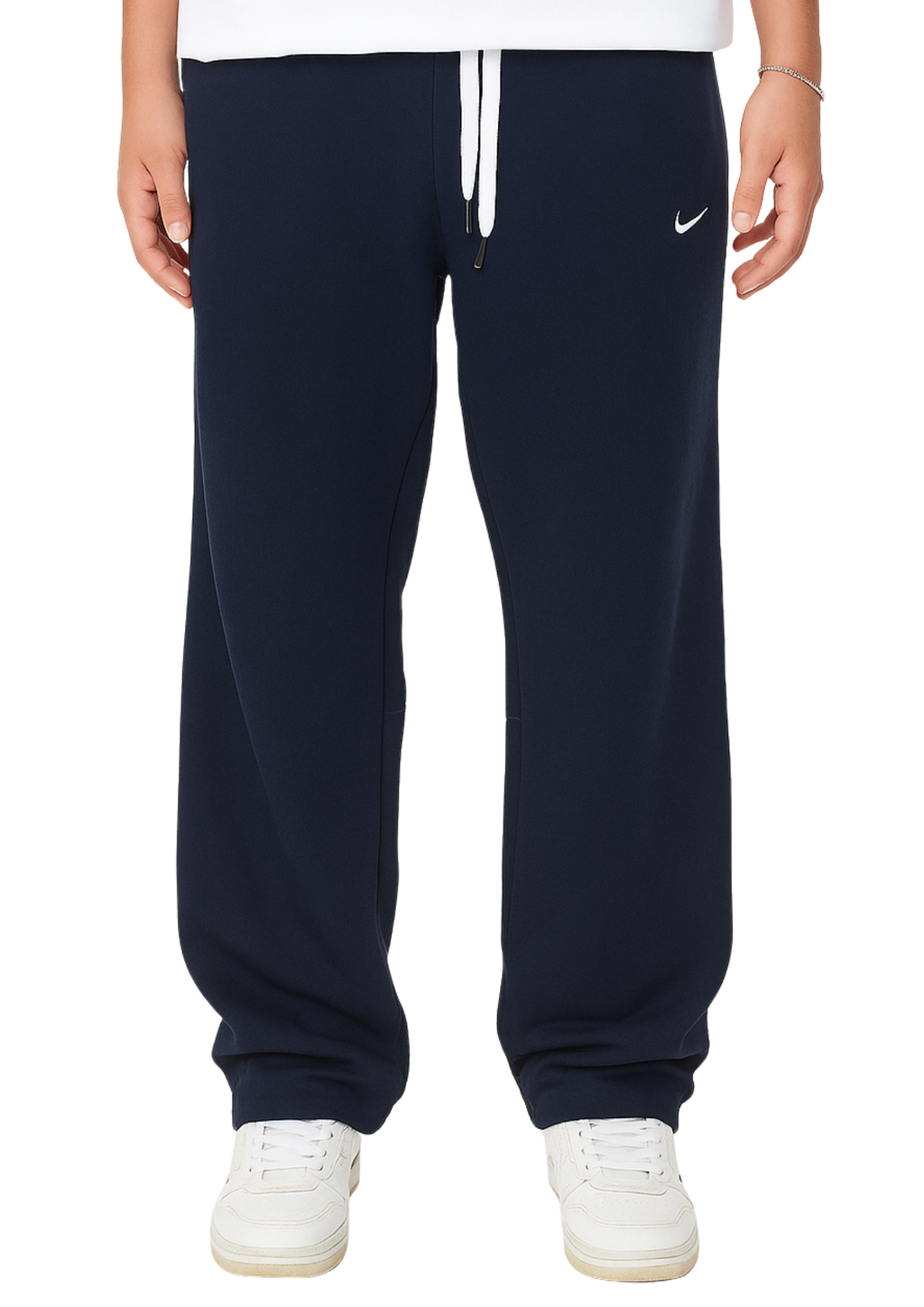 "Front view – Nokkta Nike Navy Wide-Leg Oversized Sweatpants"