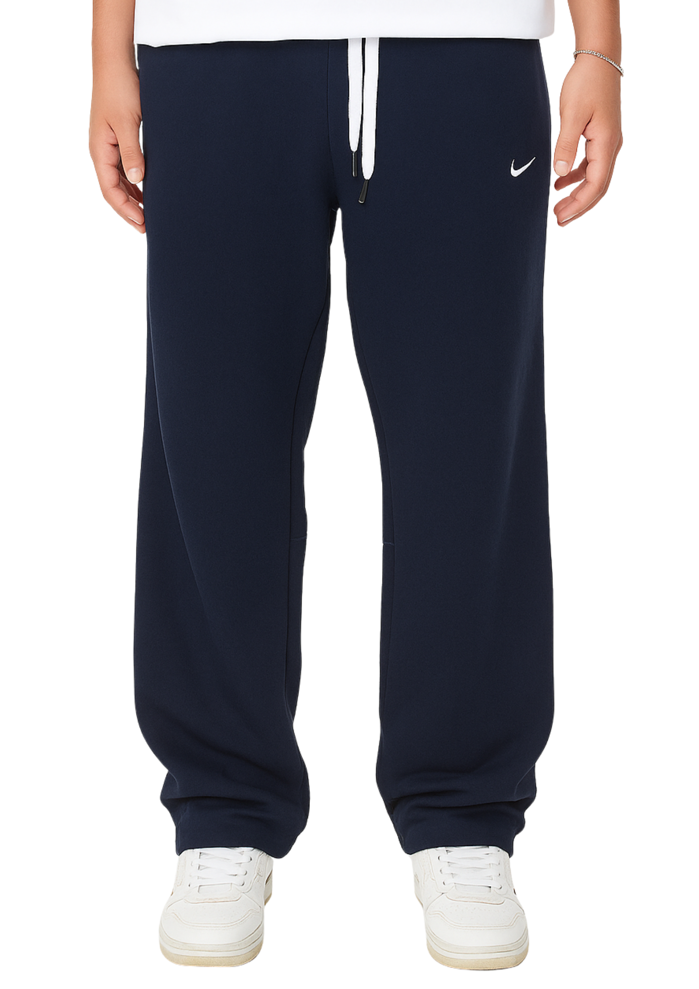"Front view – Nokkta Nike Navy Wide-Leg Oversized Sweatpants"