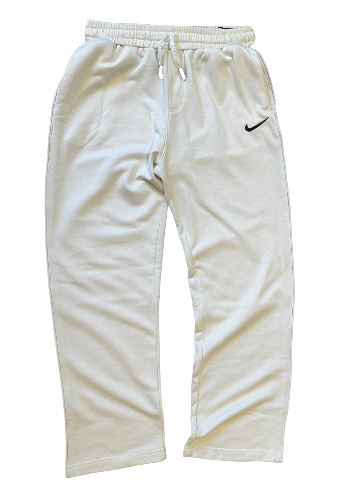 "Flat lay real photo – Nokkta Nike White Wide-Leg Oversized Sweatpants"